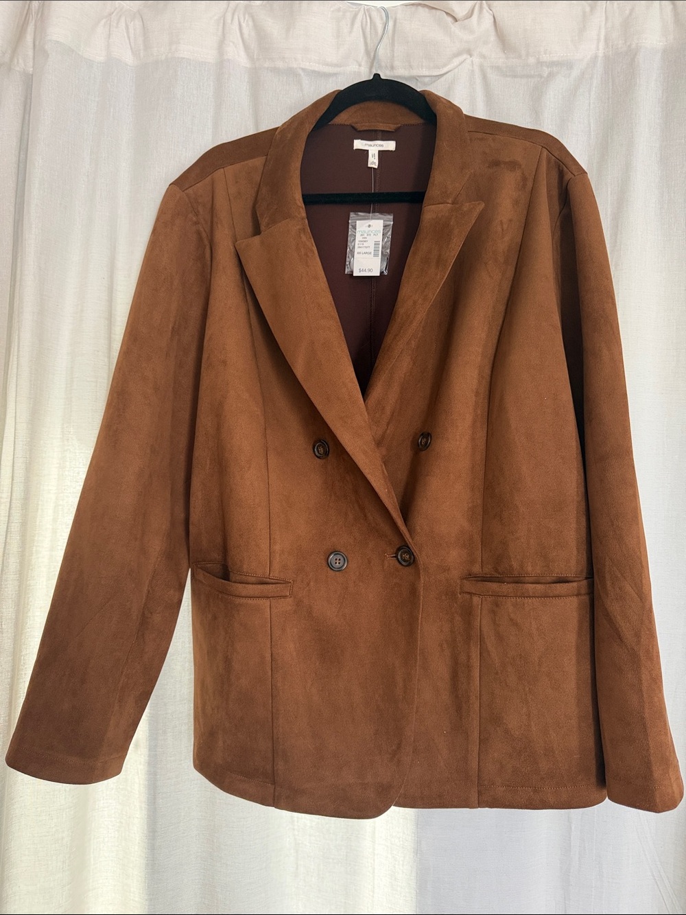 Maurices Double-Breasted Faux Suede Blazer Jacket - Chestnut Brown